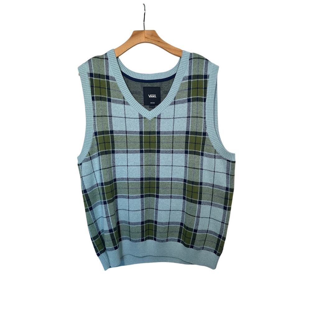 Vans Plaid V-Neck Sweater Vest Size Large